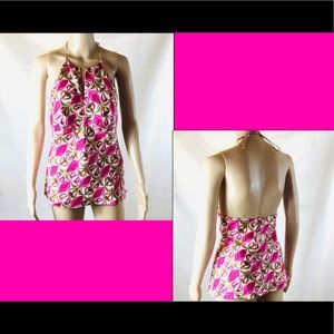 NWT Laundry by Shelli Segal Silk Print Halter Backless Top S